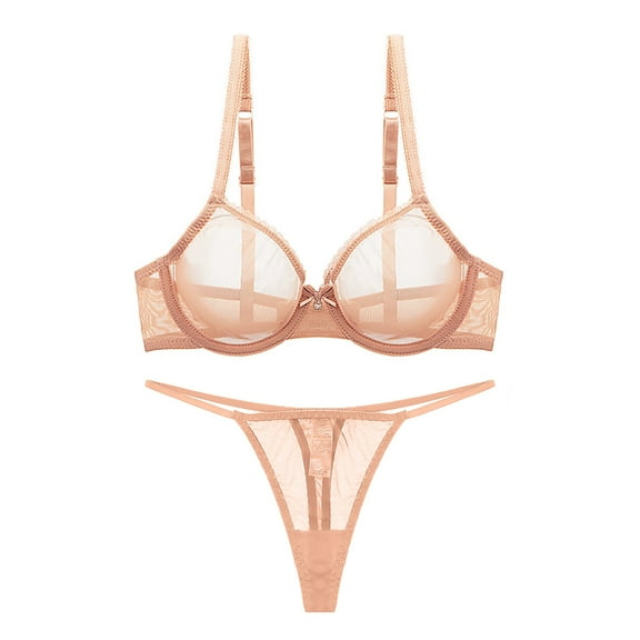 Varsbaby Women's See Through Underwire Bra and G-String Lingerie Set