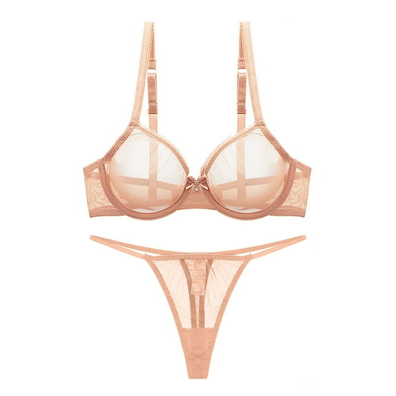 Varsbaby Women's See Through Underwire Bra and G-String Lingerie Set