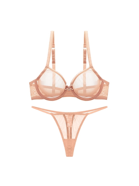 Women's See Through Underwire Bra and G-String Lingerie Set