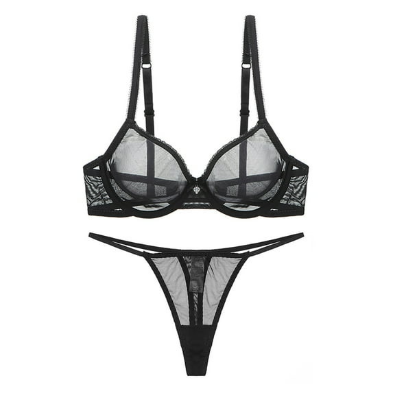 Varsbaby Women's See Through Underwire Bra and G-String Lingerie Set