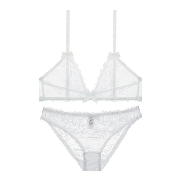 Varsbaby Women's See Through Unlined Wireless Bra and Panties Set