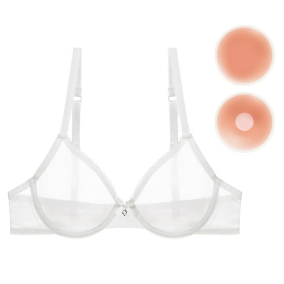 Varsbaby Women's Sexy Lace Bra See Through Underwear with Nipple Cover