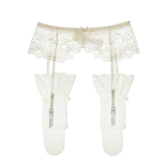 Varsbaby Women's Sexy Lace Garter Belt with Thigh Highs Stockings