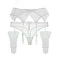 thumbnail image 1 of Varsbaby Women's Sexy Lace Thongs Garters and Stockings Sets White for Wedding, 1 of 7