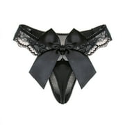 Varsbaby Womens Sexy Panties Ultra-thin Lace Thong Underwear with Bow