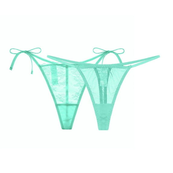 Varsbaby Women's Side Tie G-String Thongs and Sutien Refibra Panties Underwear 2 pcs