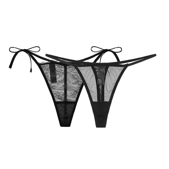 Varsbaby Women's Side Tie G-String Thongs and Sutien Refibra Panties Underwear 2 pcs