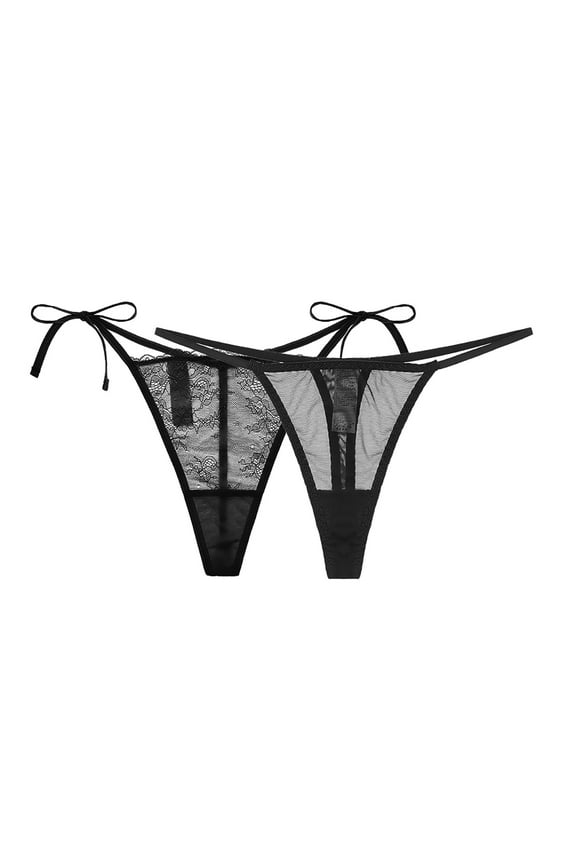Women's Side Tie G-String Thongs and Sutien Refibra Panties Underwear 2 pcs
