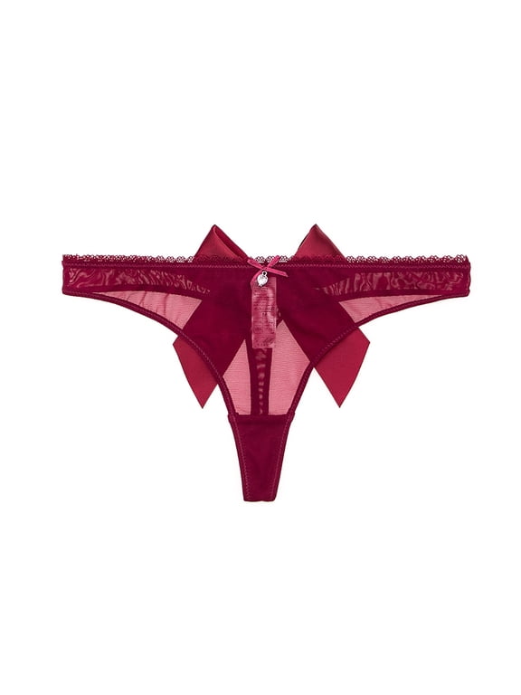 Women's Thongs T Back Underwear Sexy Lace G-String with Exquisite Bow