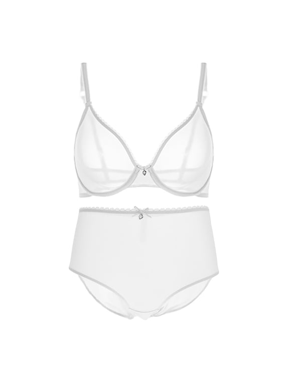 Women's Underwire Sheer Bra and High Waist Panties Sets