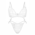 thumbnail image 1 of Varsbaby Women's Unlined Wire-free Lace Bra See Through G-string Thongs Sets, 1 of 5