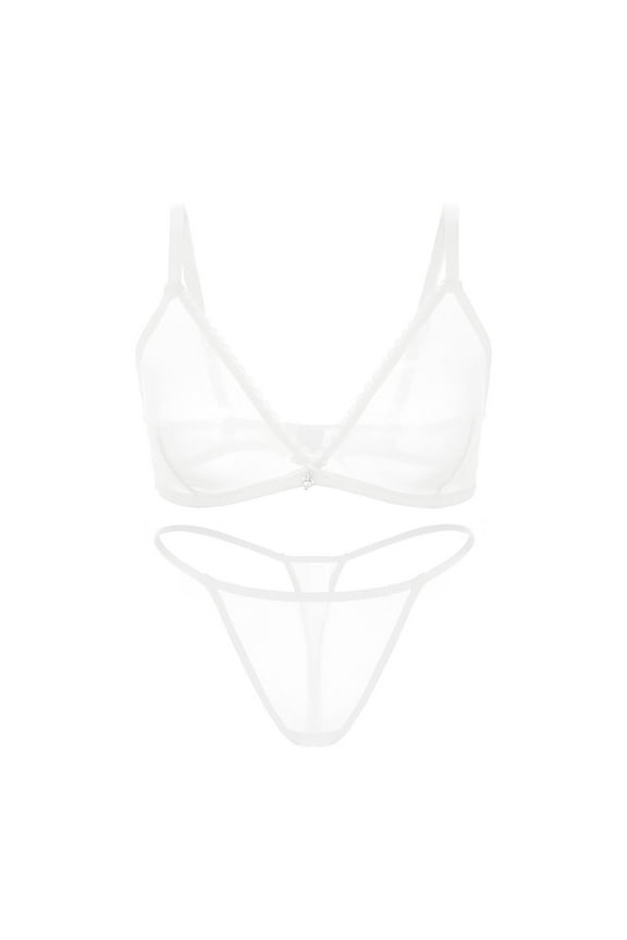 Women's Wire Free Bra Underwear and G-string Lingerie Set