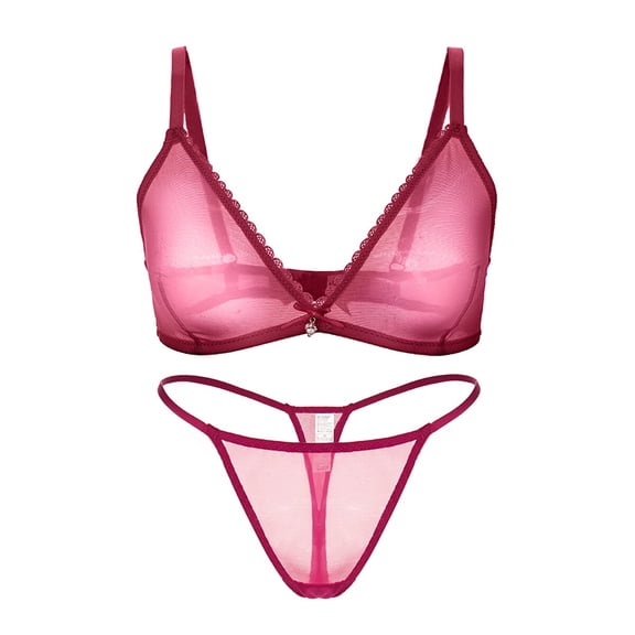 Varsbaby Women's Wire Free Bra Underwear and G-string Lingerie Set