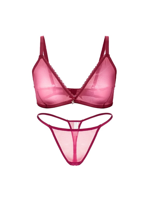 Women's Wire Free Bra Underwear and G-string Lingerie Set