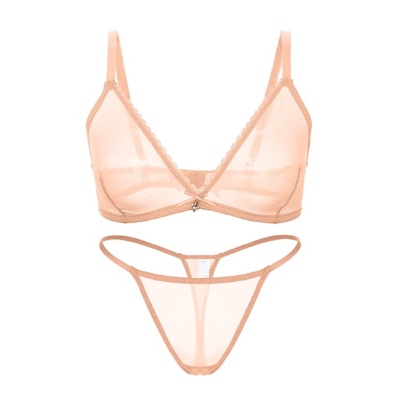 Varsbaby Women's Wire Free Bra Underwear and G-string Lingerie Set