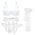 thumbnail image 1 of Varsbaby Women's&nbsp;Lace&nbsp;Unlined&nbsp;Balconette&nbsp;Bra set Bra and Panties and Garter and Stocking 5 piece, 1 of 5