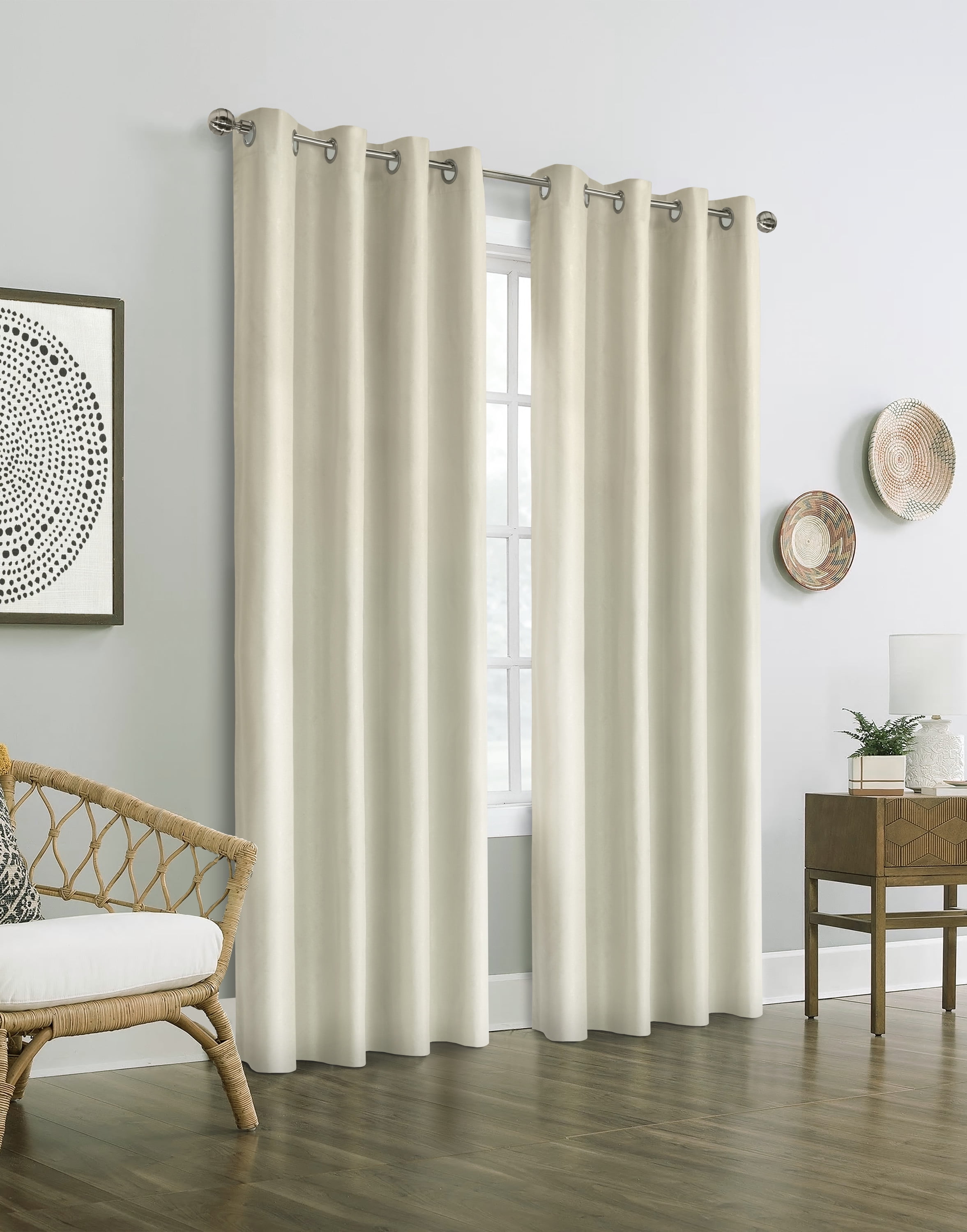 Varsha Textured Total Blackout Grommet Curtain Panel Blackout 52" x 84" in Off-white