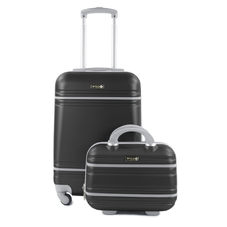 Varsity 2-Piece Carry-On 20"/11" Cosmetic Weekender Luggage Set, Black/Grey
