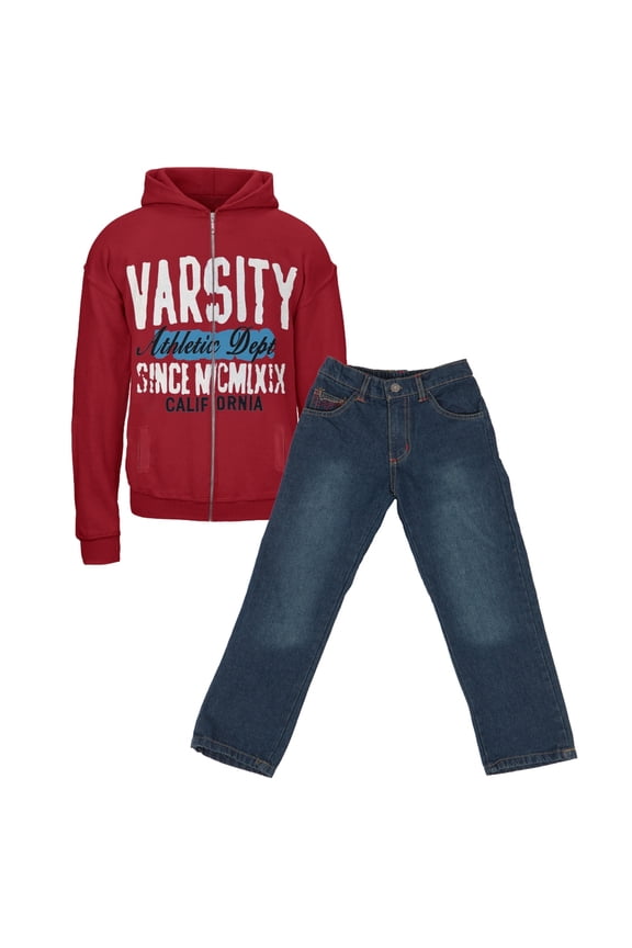 Varsity Athletic Dept Red Hoodie & Jeans Juvy Set - Juvy 4