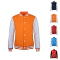 thumbnail image 1 of Varsity Baseball Jacket for Women 2025 Long Sleeve Button Casual Letterman Bomber Jackets with Pockets Outerwear, 1 of 3