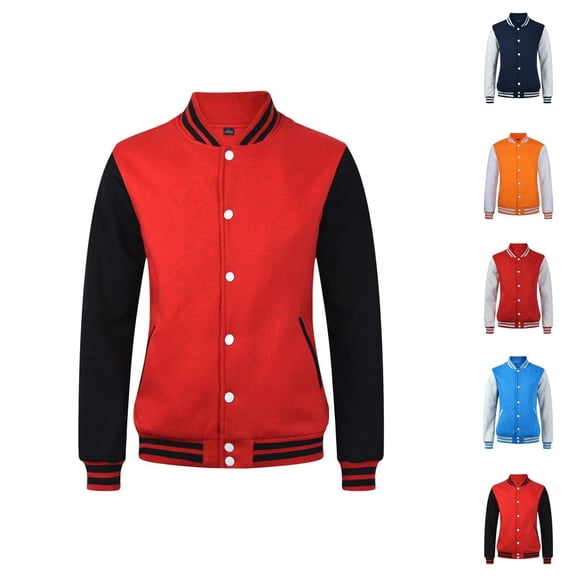 Varsity Baseball Jacket for Women 2025 Long Sleeve Button Casual Letterman Bomber Jackets with Pockets Outerwear