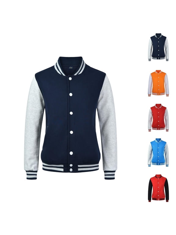 Varsity Baseball Jacket for Women 2025 Long Sleeve Button Casual Letterman Bomber Jackets with Pockets Outerwear