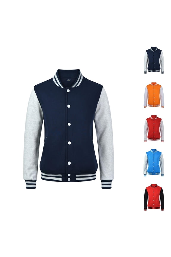 Varsity Baseball Jacket for Women 2025 Long Sleeve Button Casual Letterman Bomber Jackets with Pockets Outerwear