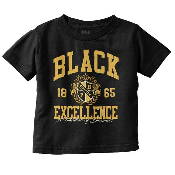 Varsity Black Excellence Shield Toddler Boy Girl T Shirt Infant Toddler Brisco Brands 6M