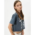 thumbnail image 1 of Varsity Crop T-Shirt Relax Fit Washed Effect Cotton, 1 of 6