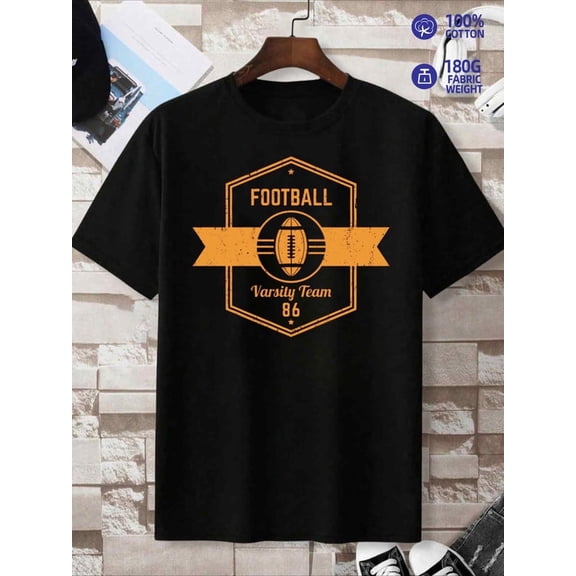 Greenink Varsity Football 86 men's Exercise 180G 100% Cotton black basketball gym Classic Unisex Shirt Printed tshirts Unique Design Unisex Shirt Graphic tshirts