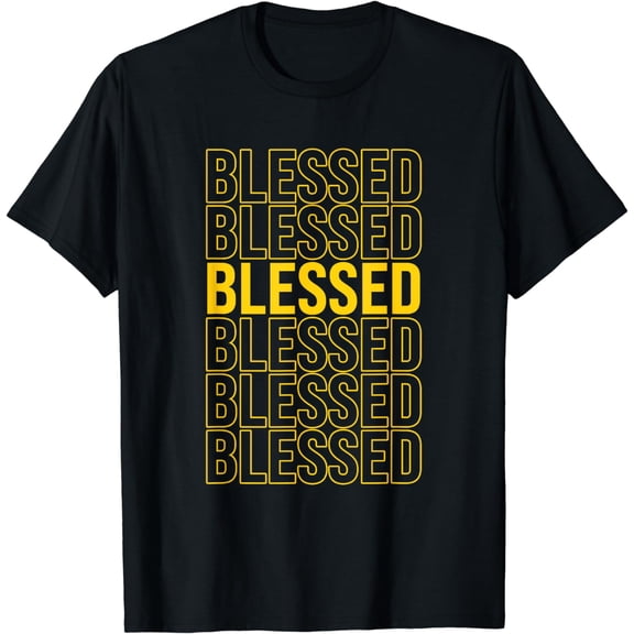 Varsity-Gold Yellow Blessed University-Gold Yellow Graphic T-Shirt