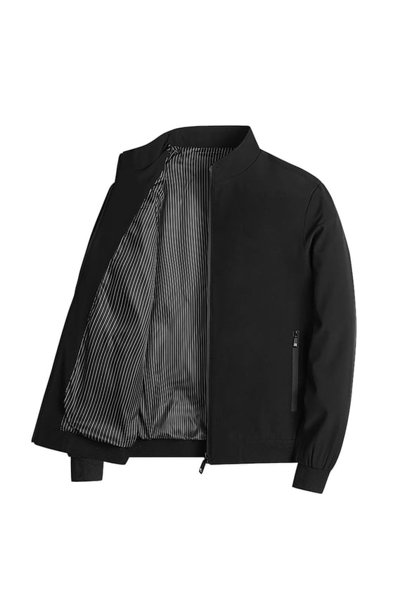 Varsity Jacket Men Business Wind Spring Trend Standing Collar Mens Fall Coats,Black,2XL