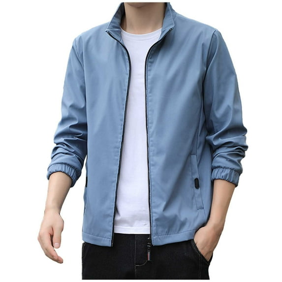 Varsity Jacket Men Fashion Leisure Square Thin Blouse Baseball Top Wind Breaker Jackets Mens,Blue,L