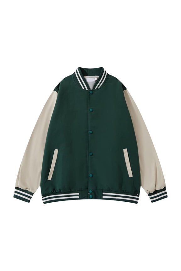 Varsity Jacket Men Fashion Varsi Causal Slim Fit Baseball Classic College Mens Fall Coats,Green,L
