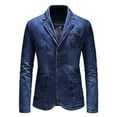 thumbnail image 1 of Varsity Jacket Men Pockets Three Button Long Sleeve Daily Casual Style Mens Workout Jacket,BU2,XL, 1 of 8