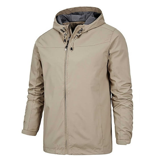 Varsity Jacket Men Thin Outdoor Windproof Mountaineering Hardshell Layer Straight Jacket,Khaki,2XL