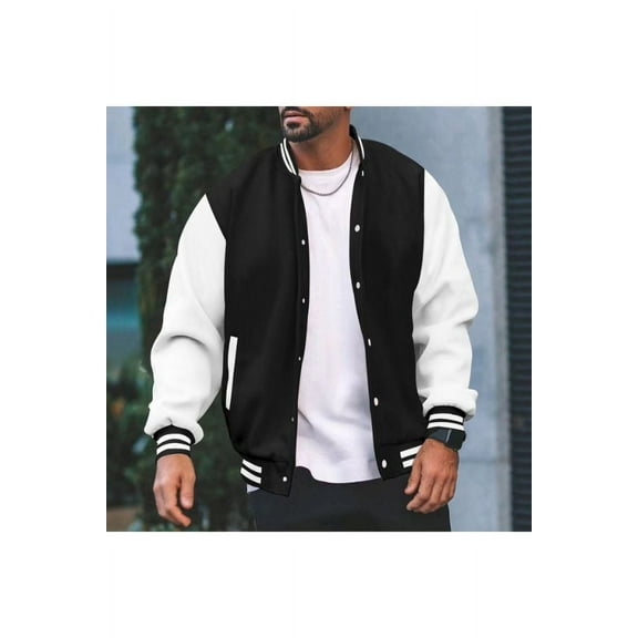 Varsity Jacket Mens Baseball Jackets (S, Black)