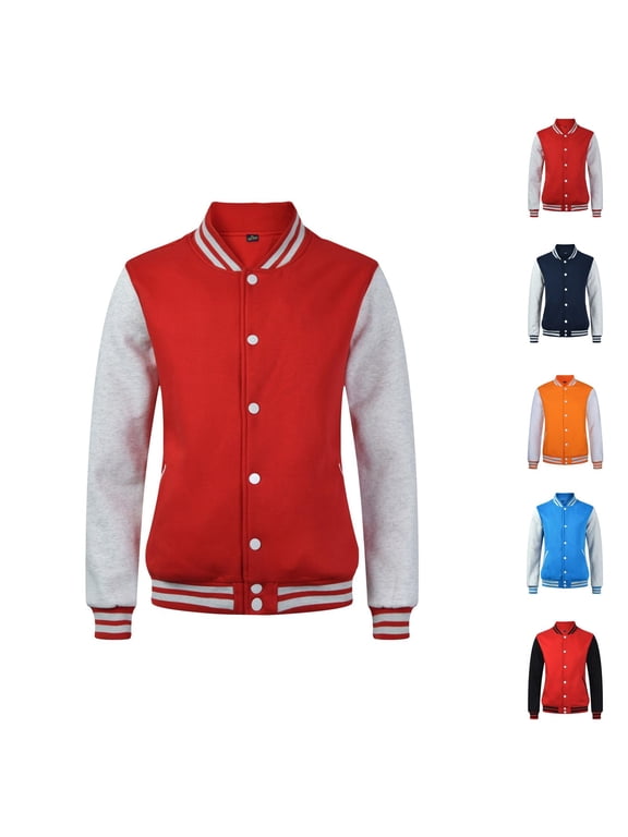 Varsity Jacket Women Fall Winter Long Sleeve Casual Button Down Letterman Jackets with Pockets Baseball Bomber Jacket