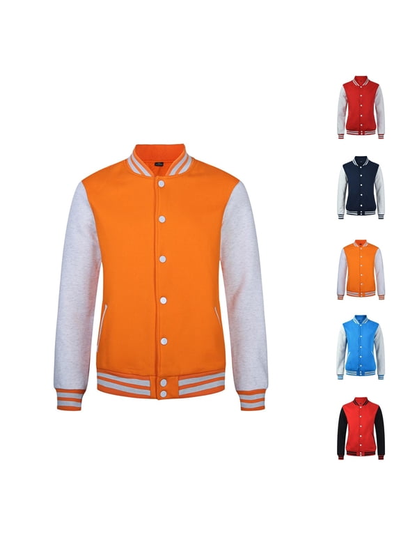 Varsity Jacket Women Fall Winter Long Sleeve Casual Button Down Letterman Jackets with Pockets Baseball Bomber Jacket