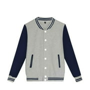 YAOHUA Varsity Jacket for Kids Letterman Jacket Kids Buttoned Thin Jacket Fashion Jacket Tops Baseball Grey 140