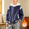 thumbnail image 1 of Varsity Jackets White Contrast Shoulder Striped Rib Cuff Baseball Coat Dual Side Pockets School Trip Family Holiday Portrait Toddler Outerwear, 1 of 6