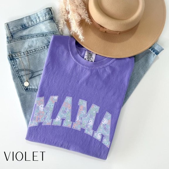 Varsity Letter Retro Mom Shirts Smiley Face Tees T-Shirt