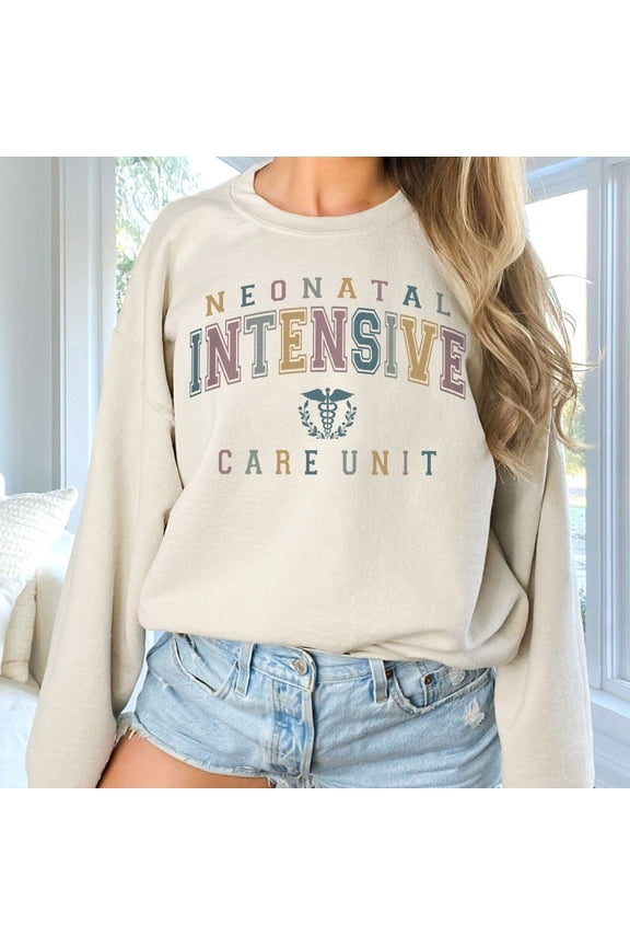 Varsity NICU Nurse Crewneck Sweatshirt - Collegiate Neonatal Intensive Care Rn Tech Aid Crew Sweater, Newborn NICU Rn Group Shirts All Size S-5Xl