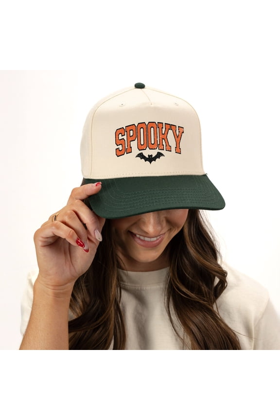 Varsity Spooky Bat Distressed - Canvas Trucker Hat