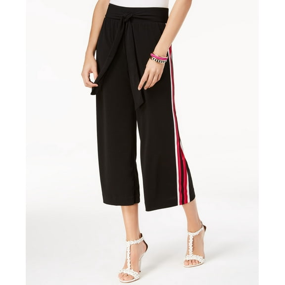 Varsity Stripe Cropped Wide Leg Pants Red Merry Stripe S