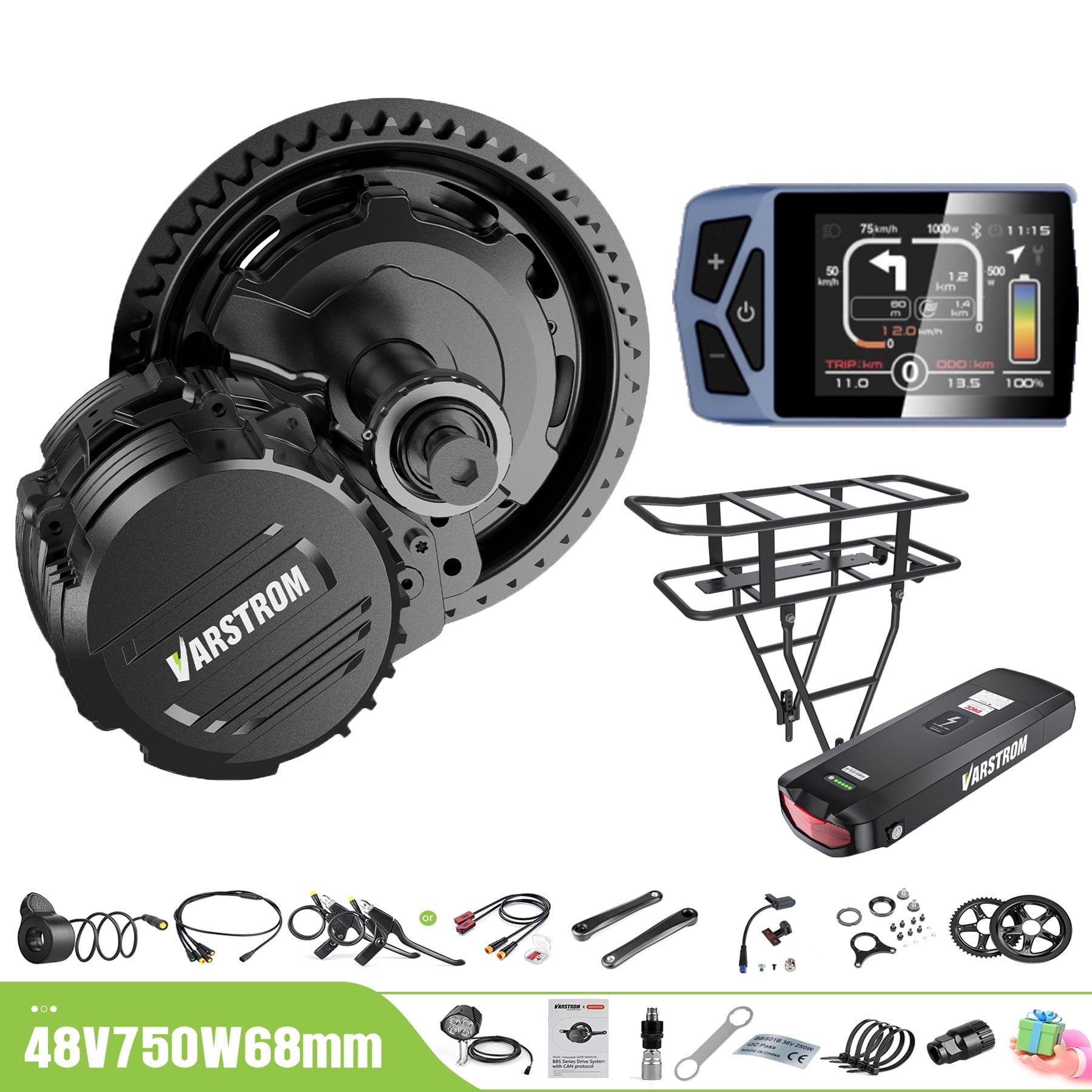 Varstrom Mid Drive Kit 750W TSDZ8 Electric Bike Conversion Kit 48V ...