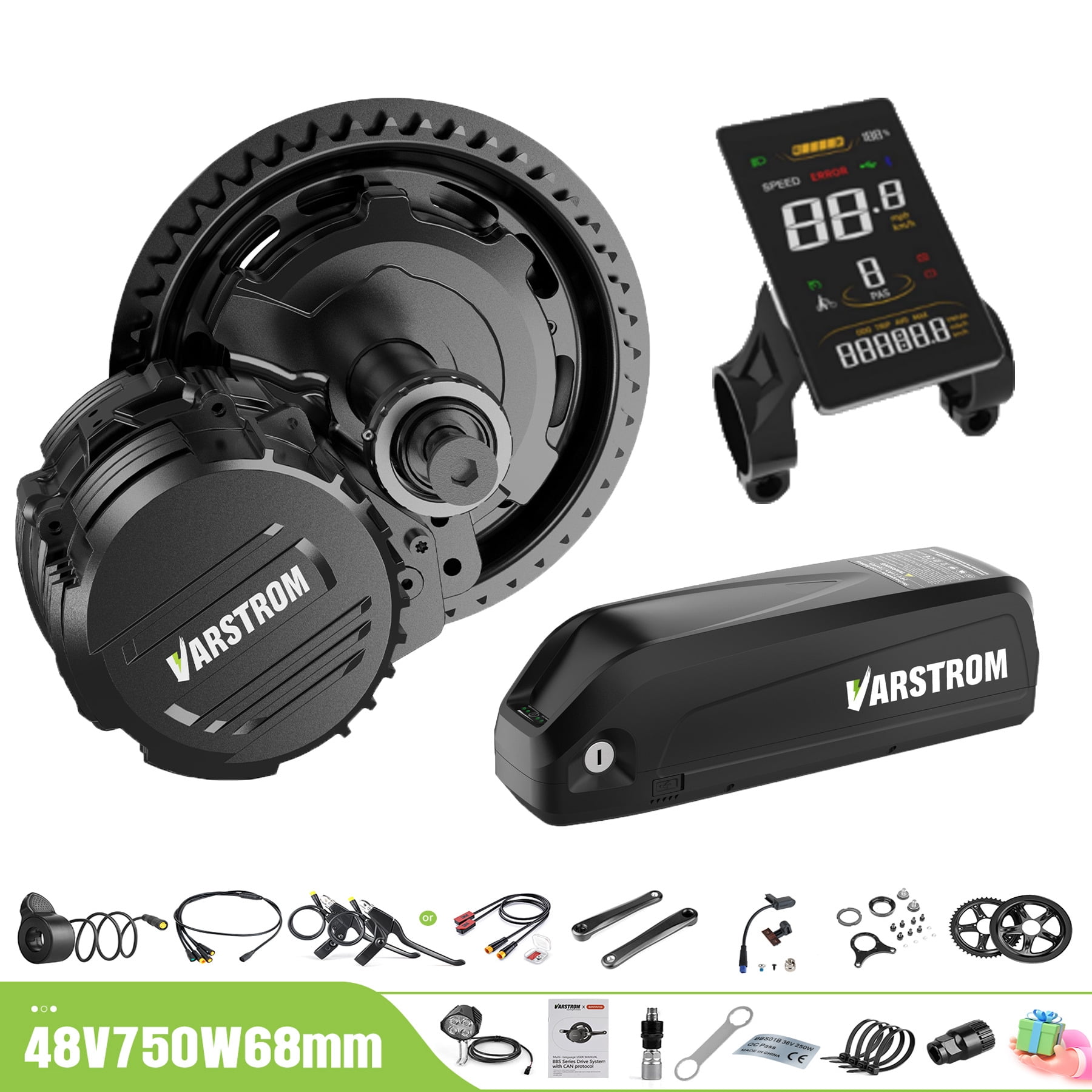 Varstrom Mid Drive Kit 750W TSDZ8 Electric Bike Conversion Kit 48V ...