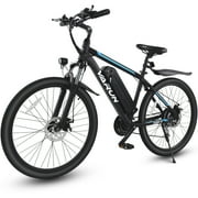 Varun 500W(Peak 750W) Electric Mountain Bike for Adult, 20 MPH Ebike with 48V 7.8Ah Removable Battery, 26" x 1.95" Tire Electric Commuter Bicycle with Shimaro 21 Shifter, Fender, Black Blue