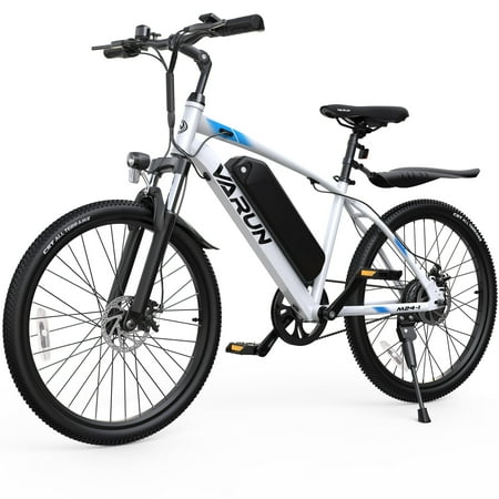 Varun Electric Bike for Adults, 24'' 500W Peak Ebike, Up to 35 Miles 20MPH Electric Mountain Bike with 36V 7.8AH Removable Battery, Fenders, Full Suspension, Bike Cover