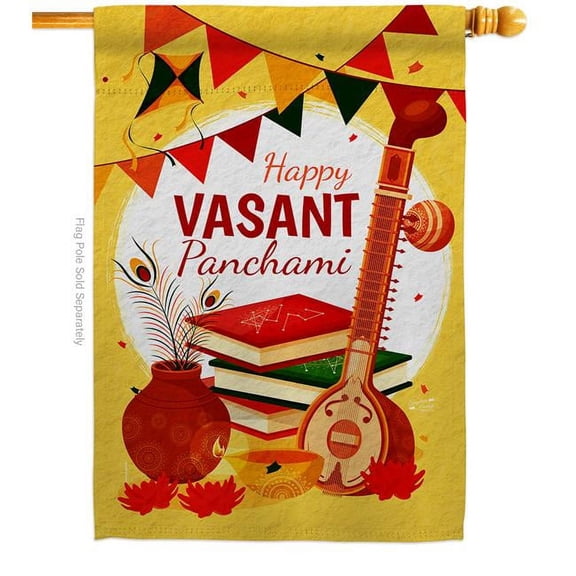 Vasant Panchami Celebration Basant Double-Sided Garden Decorative House Flag, Multi Color
